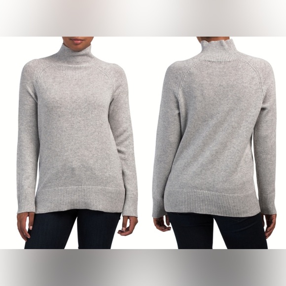 Theory Mock Neck Cashmere Sweater Misty Grey M - Picture 2 of 7